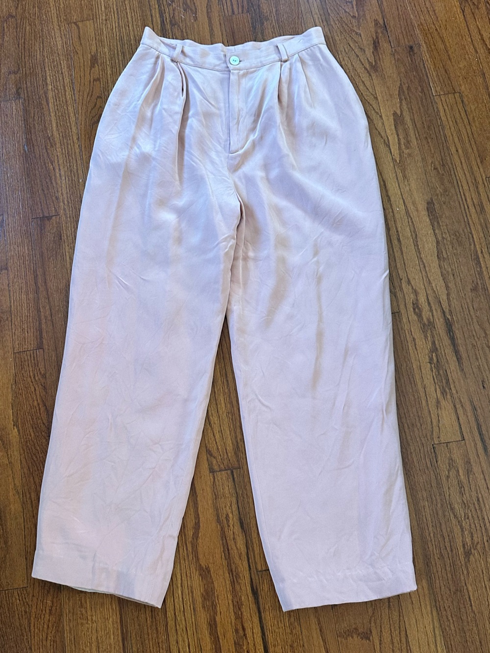 Vintage Lillie Rubin 100% Silk Light Pink Wide-Leg Women's Pleated Pants